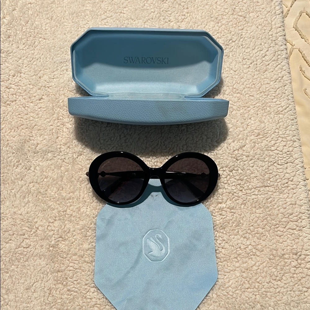 Swarovski Black Sunglasses with Light Blue Case